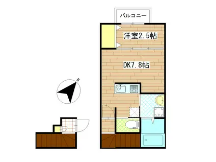 グランドール川内I(1DK/2階)の間取り写真