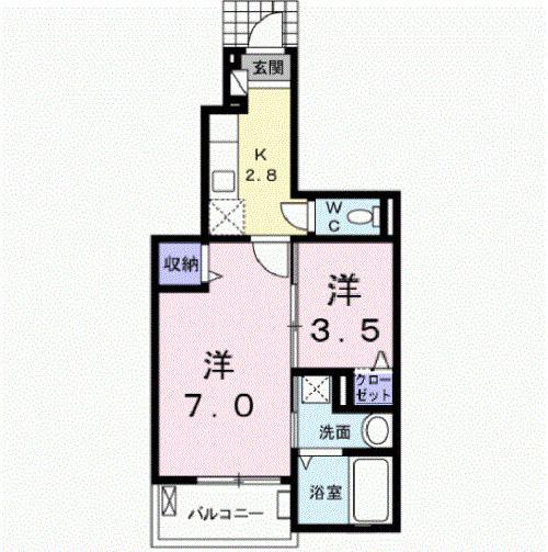 マッシュルーム(2K/1階)の間取り写真