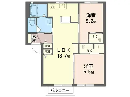 サンフロントあずま(2LDK/2階)の間取り写真