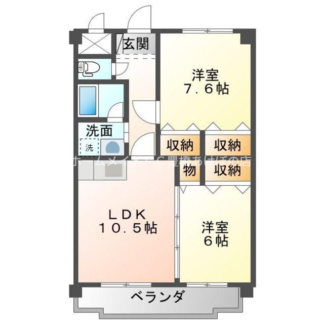 ウィンフィールド曙(2LDK/2階)の間取り写真