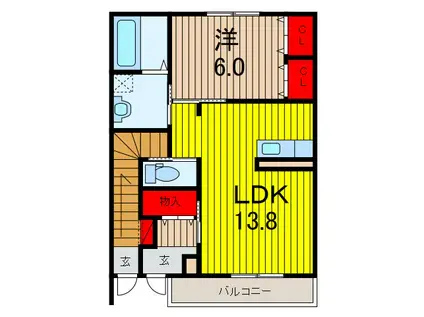 ルミエール(1LDK/1階)の間取り写真
