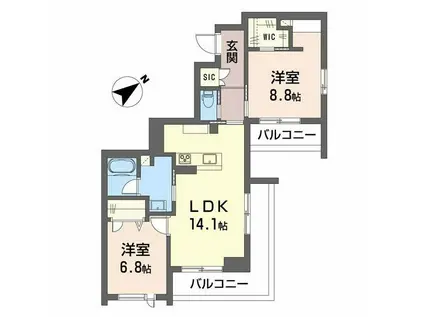 CLASSEUM連坊III(2LDK/2階)の間取り写真