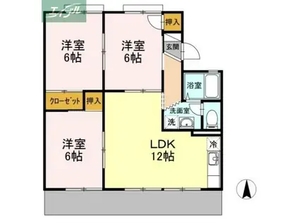 マルベリーM B棟(3LDK/1階)の間取り写真