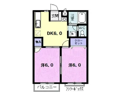 ガーデンヒルズA(2DK/2階)の間取り写真