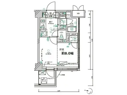 ディアレイシャス三軒茶屋(1K/4階)の間取り写真