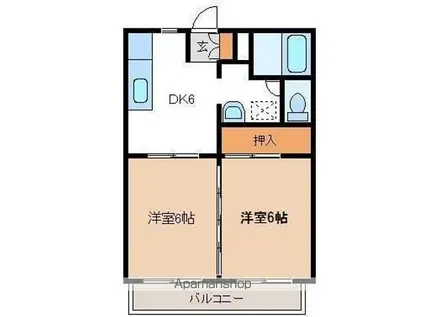 ドミトリー荒 C(2DK/2階)の間取り写真