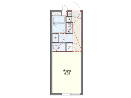 ヴィラ三橋(1K/2階)の間取り写真
