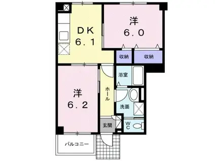 メゾンクレデイ(2DK/1階)の間取り写真