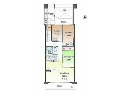 メゾン・ド・イーグレ姫路(3LDK/4階)の間取り写真