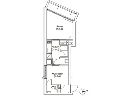 カスタリア祐天寺(1SK/4階)の間取り写真