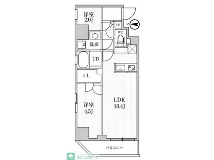 シーズンフラッツ住吉(2LDK/3階)の間取り写真