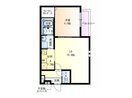 フジパレス市駅東イースト(1LDK/2階)の間取り写真