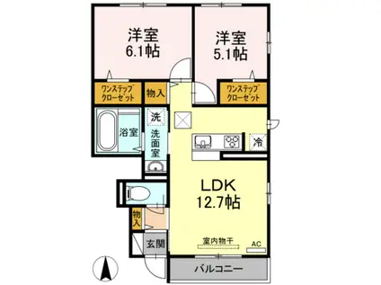 センチュリーハイムすみよし台III(2LDK/1階)の間取り写真