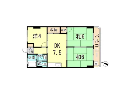 第2常盤台ハイツ(3DK/2階)の間取り写真