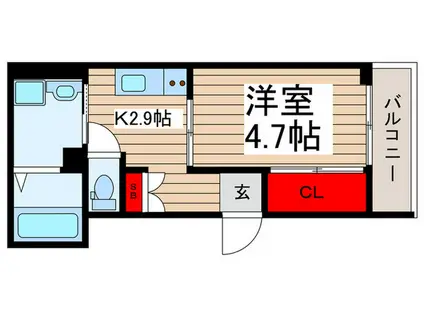 アナシエ南篠崎町(1K/2階)の間取り写真