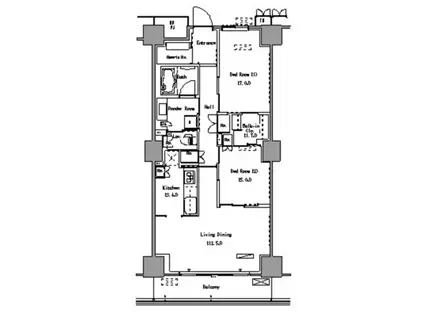 PARK AXIS 豊洲(2SLDK/4階)の間取り写真