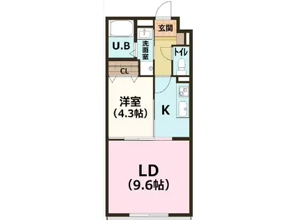 オーパスワン西宮(1LDK/5階)の間取り写真