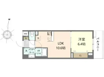 ウエサカ ステューディオ(1LDK/1階)の間取り写真