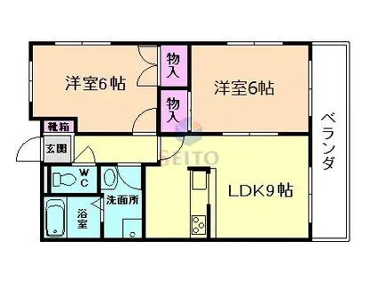 プランドール豊中(2LDK/3階)の間取り写真