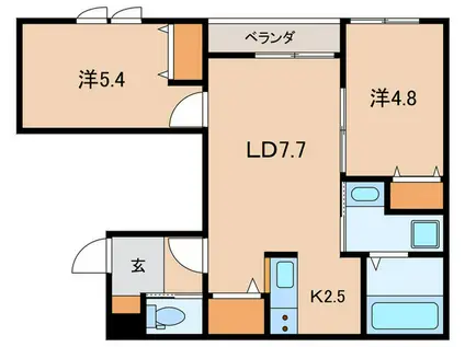 リュエル戸越(2LDK/3階)の間取り写真