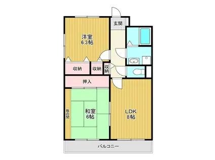 ウエストヒルズ鴻池(2LDK/3階)の間取り写真