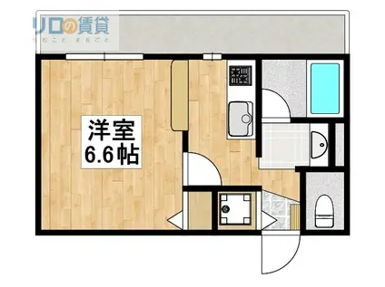 ONLY ONE GLORY花屋敷(1K/2階)の間取り写真