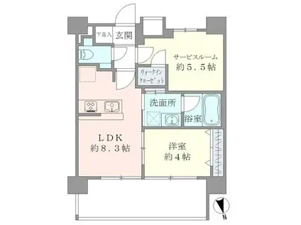 CASA EST CORTA(1LDK/7階)の間取り写真