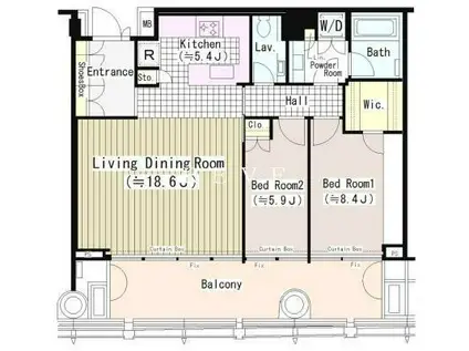 虎ノ門ヒルズレジデンス(2LDK/43階)の間取り写真