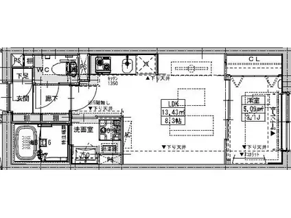 LUORE黒川(1LDK/5階)の間取り写真