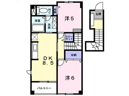 エムロードIII(2DK/2階)の間取り写真