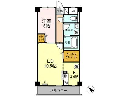 LA・NATURE(1LDK/2階)の間取り写真