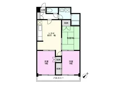 ロイヤル越谷(3LDK/5階)の間取り写真