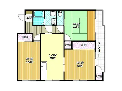 シャトルヌーベル(3LDK/3階)の間取り写真