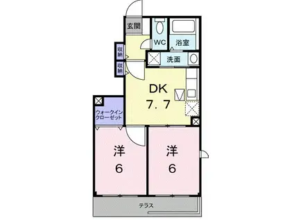 プランタンフルールA(2DK/1階)の間取り写真