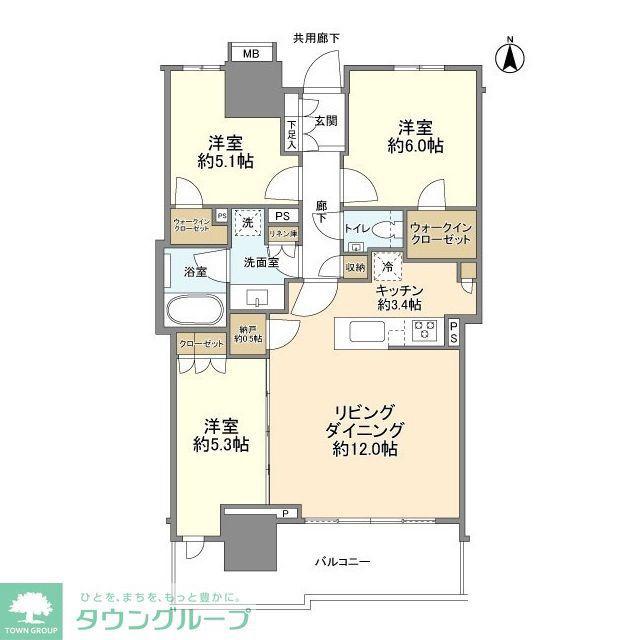 幕張ベイパーク ライズゲートタワー(3LDK/28階)の間取り写真