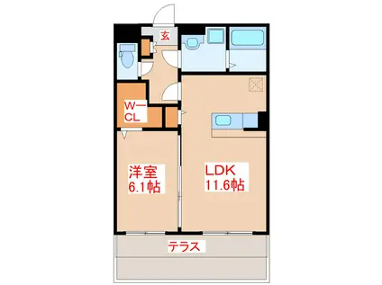 SUNRISE 田上(1LDK/1階)の間取り写真