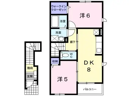 メゾンラメール(2DK/2階)の間取り写真