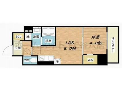 アーバネックス西天満(1LDK/6階)の間取り写真