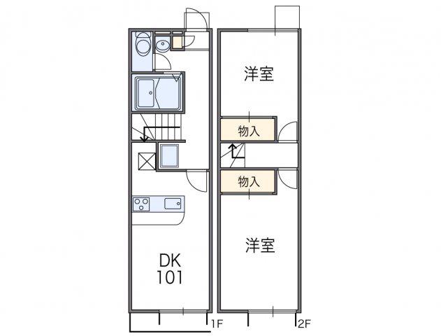 レオパレスセラフI(2DK/1階)の間取り写真