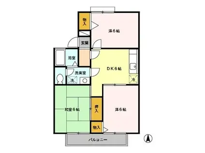 セジュールグランデV(2LDK/2階)の間取り写真