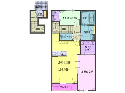 ヴェルジェ畑中(1SLDK/1階)の間取り写真