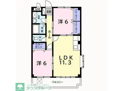 クレイドウル(2LDK/2階)の間取り写真