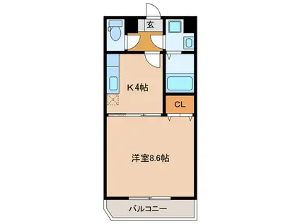 鴨江レジデンス(1K/3階)の間取り写真