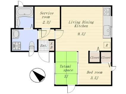 LEGIAN幡ヶ谷(1SLDK/1階)の間取り写真