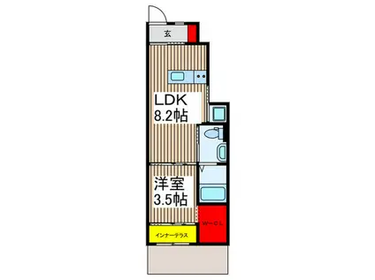 スカイ ティーナ(1LDK/1階)の間取り写真