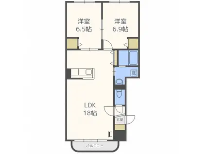 ウィングバレー(2LDK/3階)の間取り写真