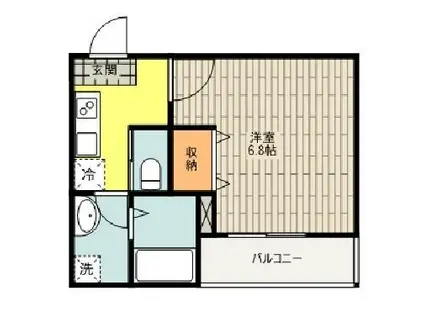 MELDIA青梅(1K/1階)の間取り写真