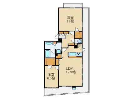 ライオンズガーデン練馬南(2LDK/5階)の間取り写真