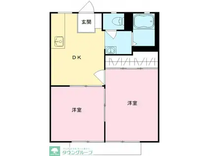 サンライフシバサキ(2K/2階)の間取り写真