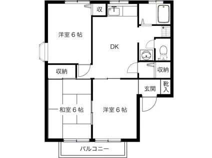 ラークII(3DK/1階)の間取り写真